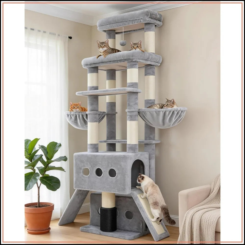 Multi Level Cat Tree Tower With Condos Hammocks And Scratching Posts