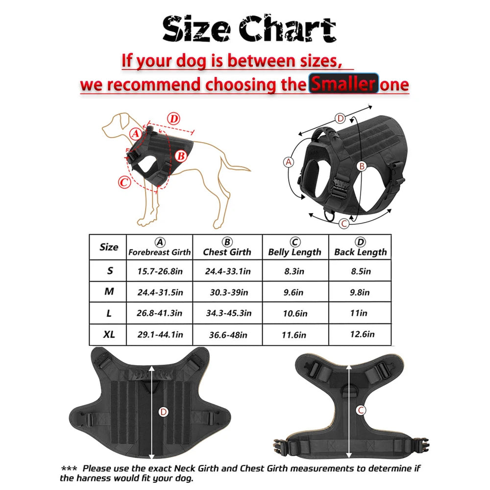Tactical Dog Harness Vest With Molle Pouches For Medium And Large Dogs