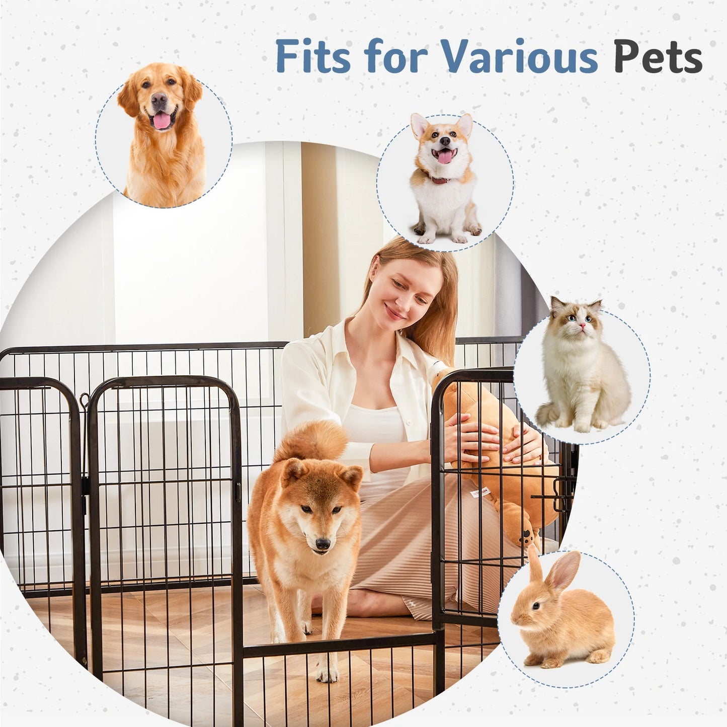 JHK Metal 8 Panels Dog Playpen Fence for Indoor Outdoor