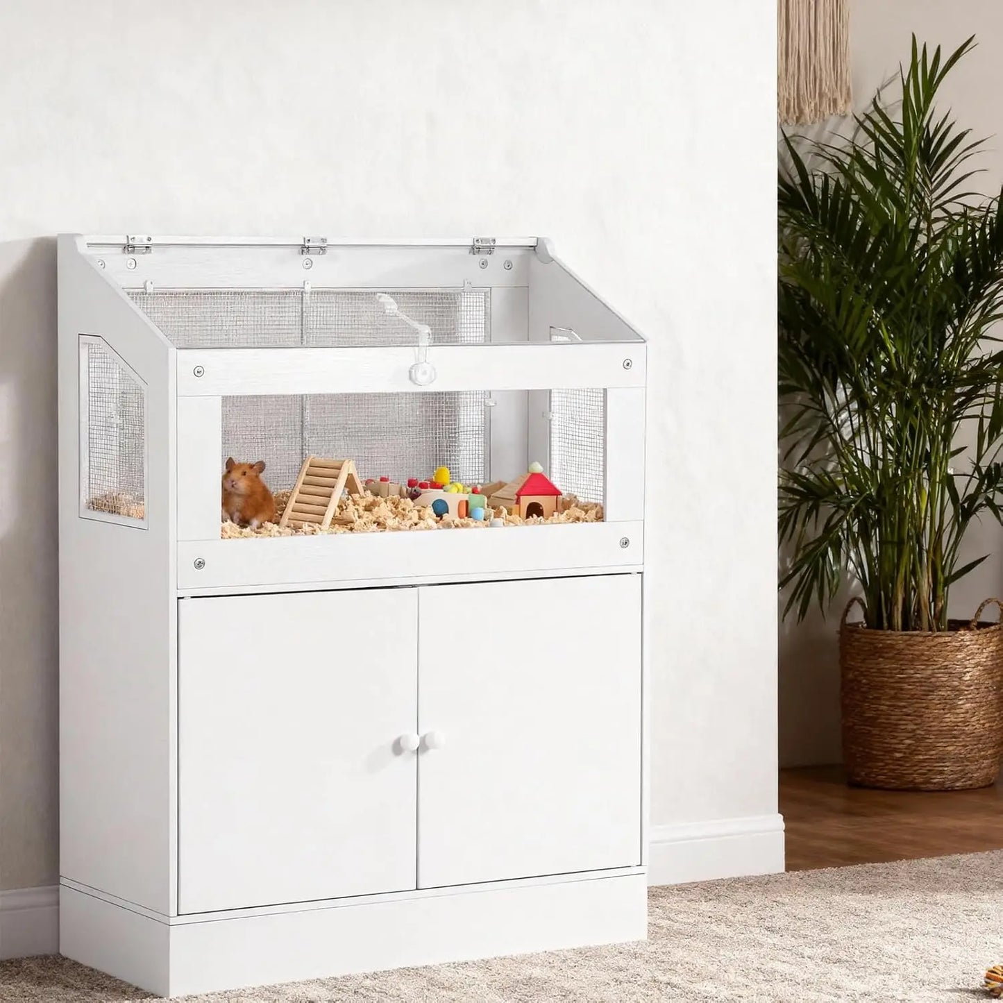 HiMISS Acrylic Animal Cage With Storage Cabinet For Hamster Guinea Pig