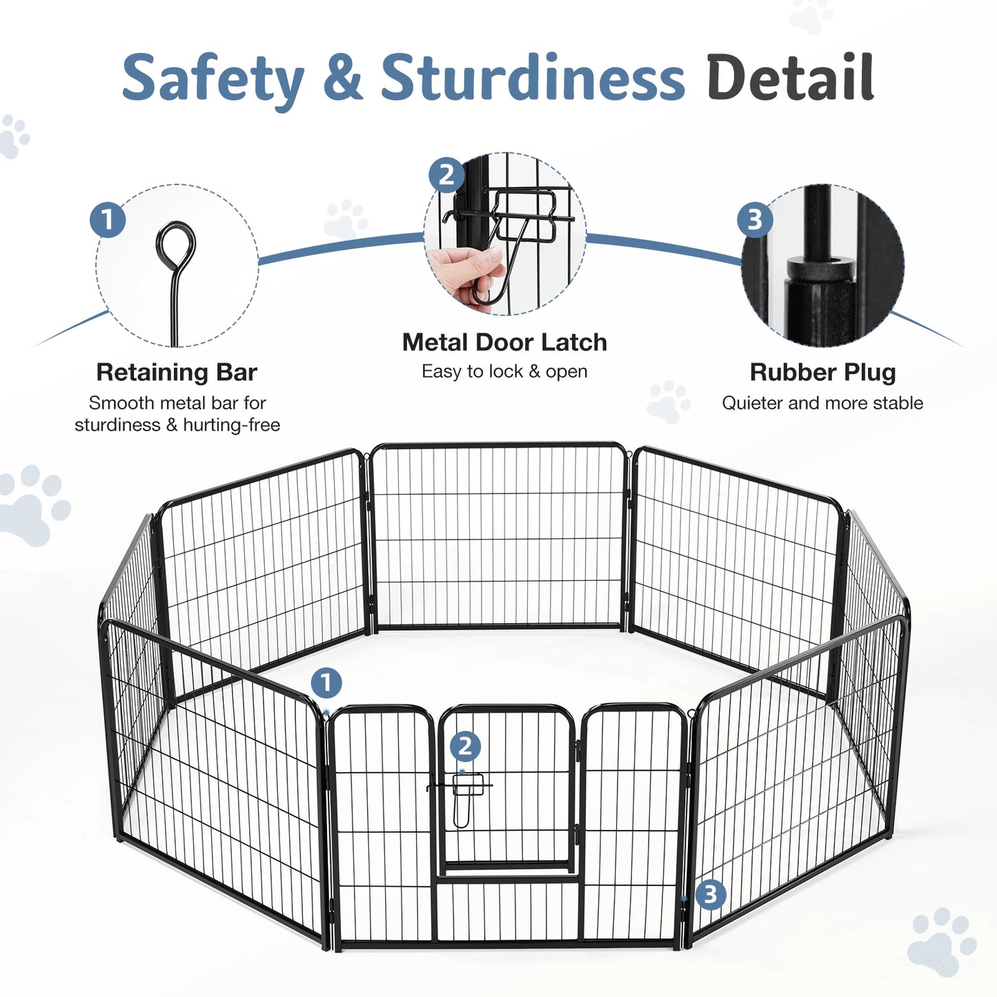 JHK Metal 8 Panels Dog Playpen Fence for Indoor Outdoor