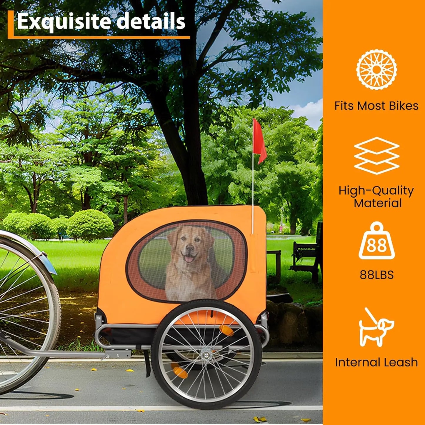 TWISTER.CK Dog Bike Trailer 88Lbs Capacity Foldable Carrier