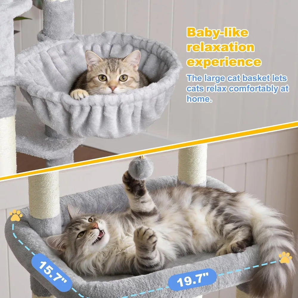 Multi Level Cat Tree Tower With Condos Hammocks And Scratching Posts