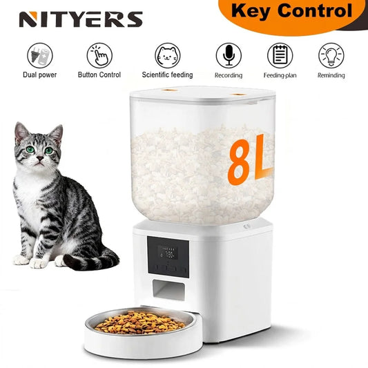 Nityers Automatic Cat Feeder With Voice Recorder And Dual Power