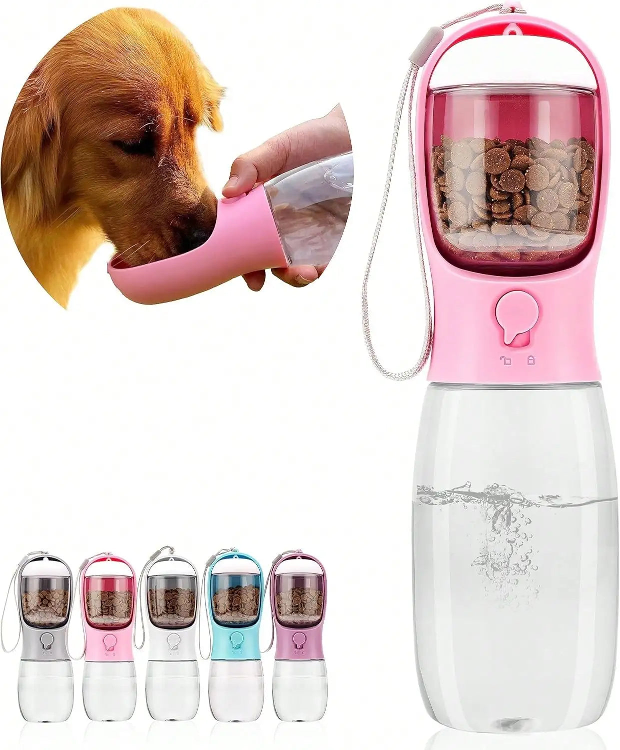 Portable 3-In-1 Pet Travel Dispenser Water Bottle and Bowl