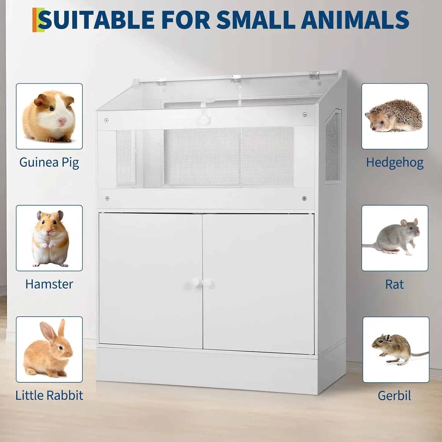 HiMISS Acrylic Animal Cage With Storage Cabinet For Hamster Guinea Pig