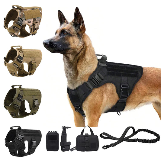 Tactical Dog Harness Vest With Molle Pouches For Medium And Large Dogs