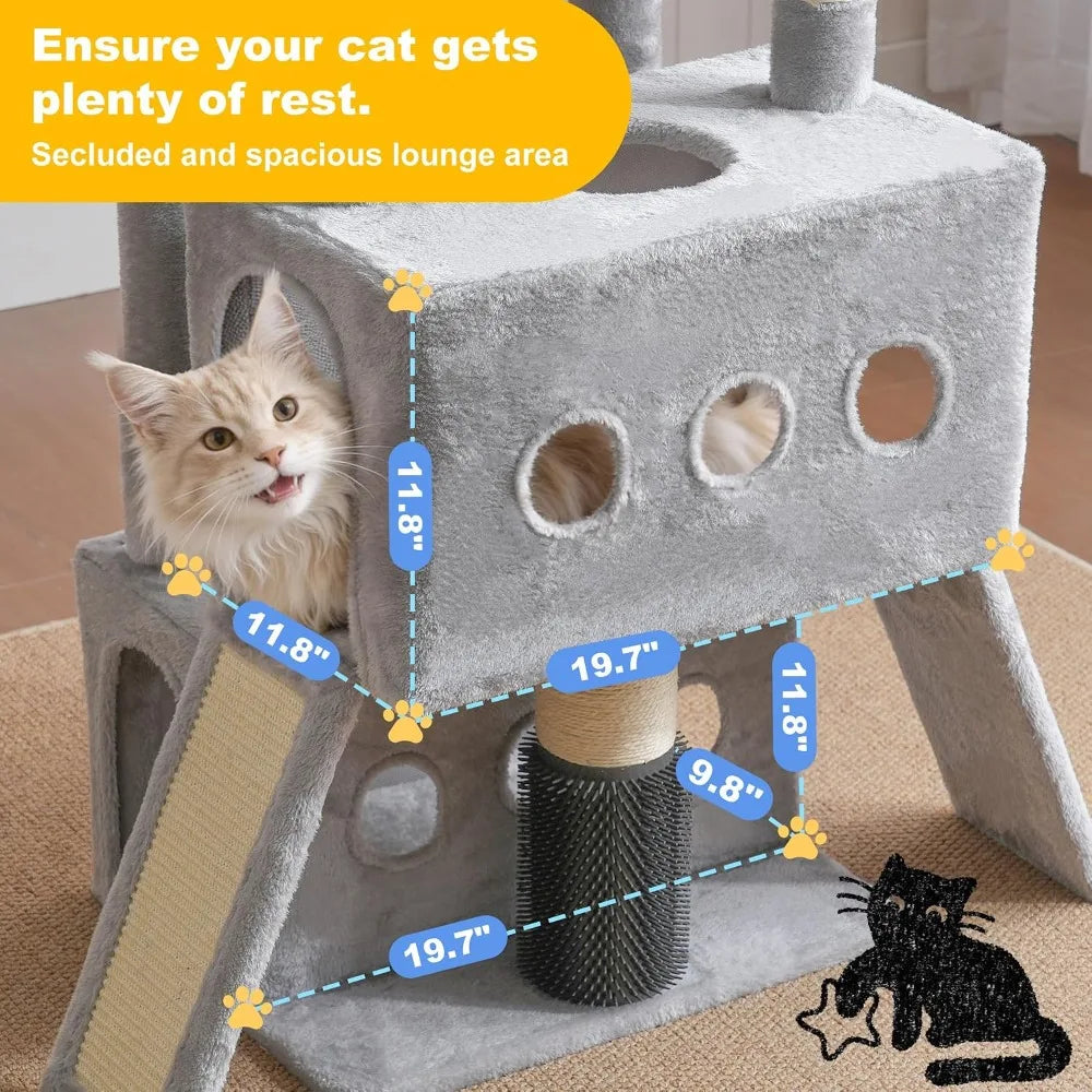 Multi Level Cat Tree Tower With Condos Hammocks And Scratching Posts