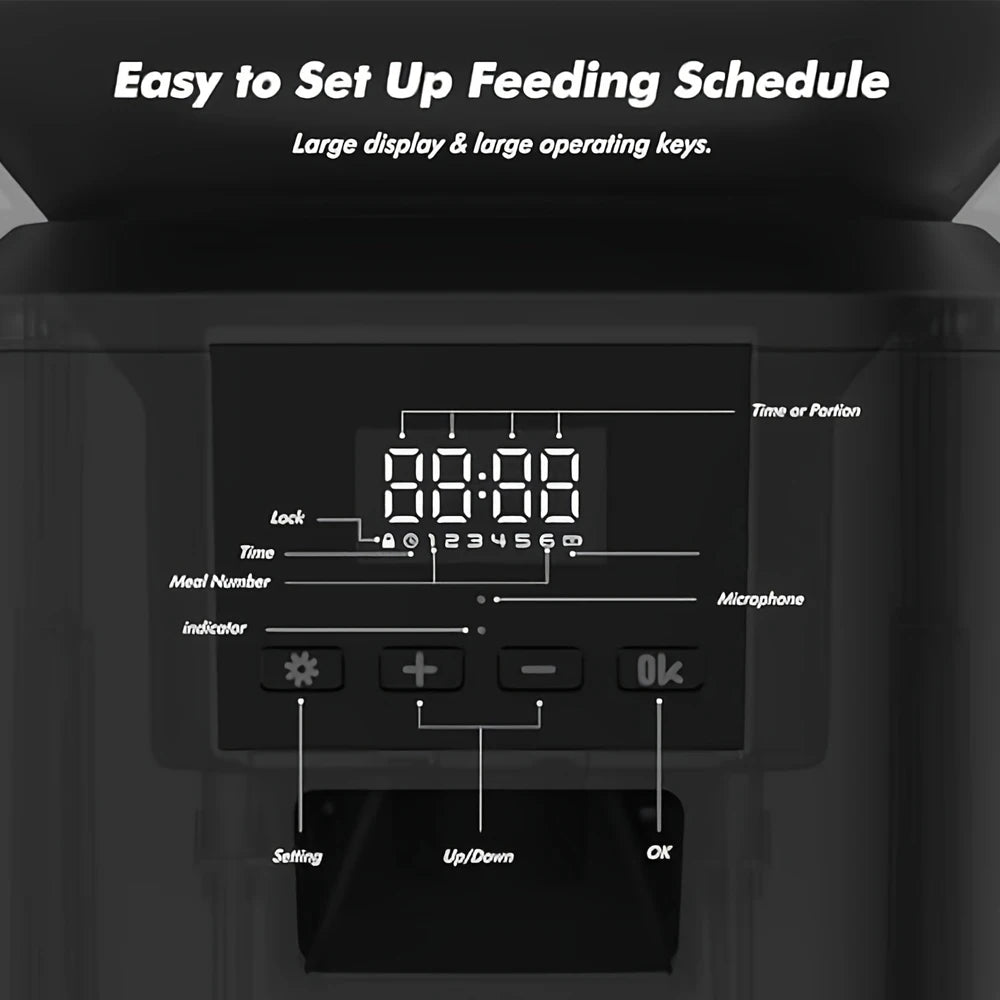 Nityers Automatic Cat Feeder With Voice Recorder And Dual Power