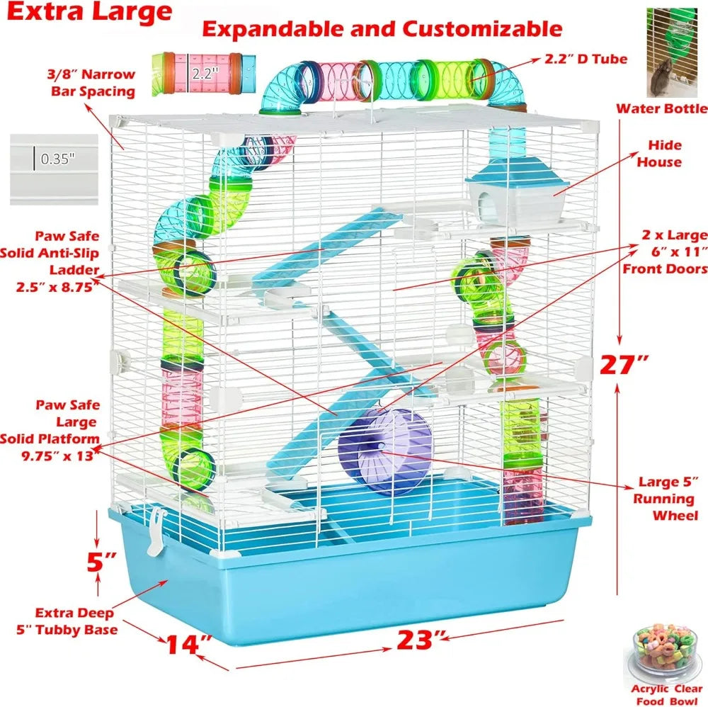 Expandable 5 Tier Hamster Palace Habitat With Easy Setup