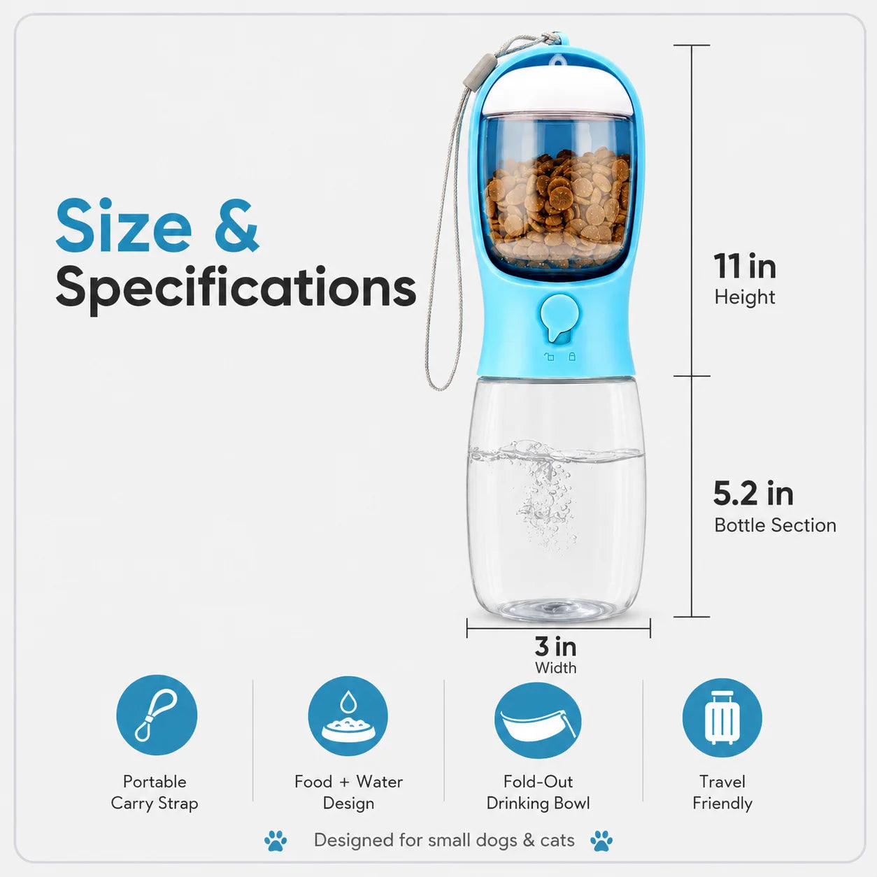 Portable 3-In-1 Pet Travel Dispenser Water Bottle and Bowl