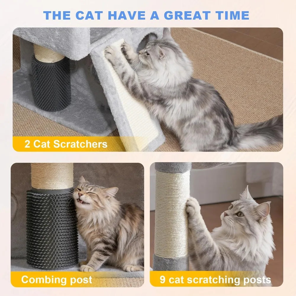 Multi Level Cat Tree Tower With Condos Hammocks And Scratching Posts