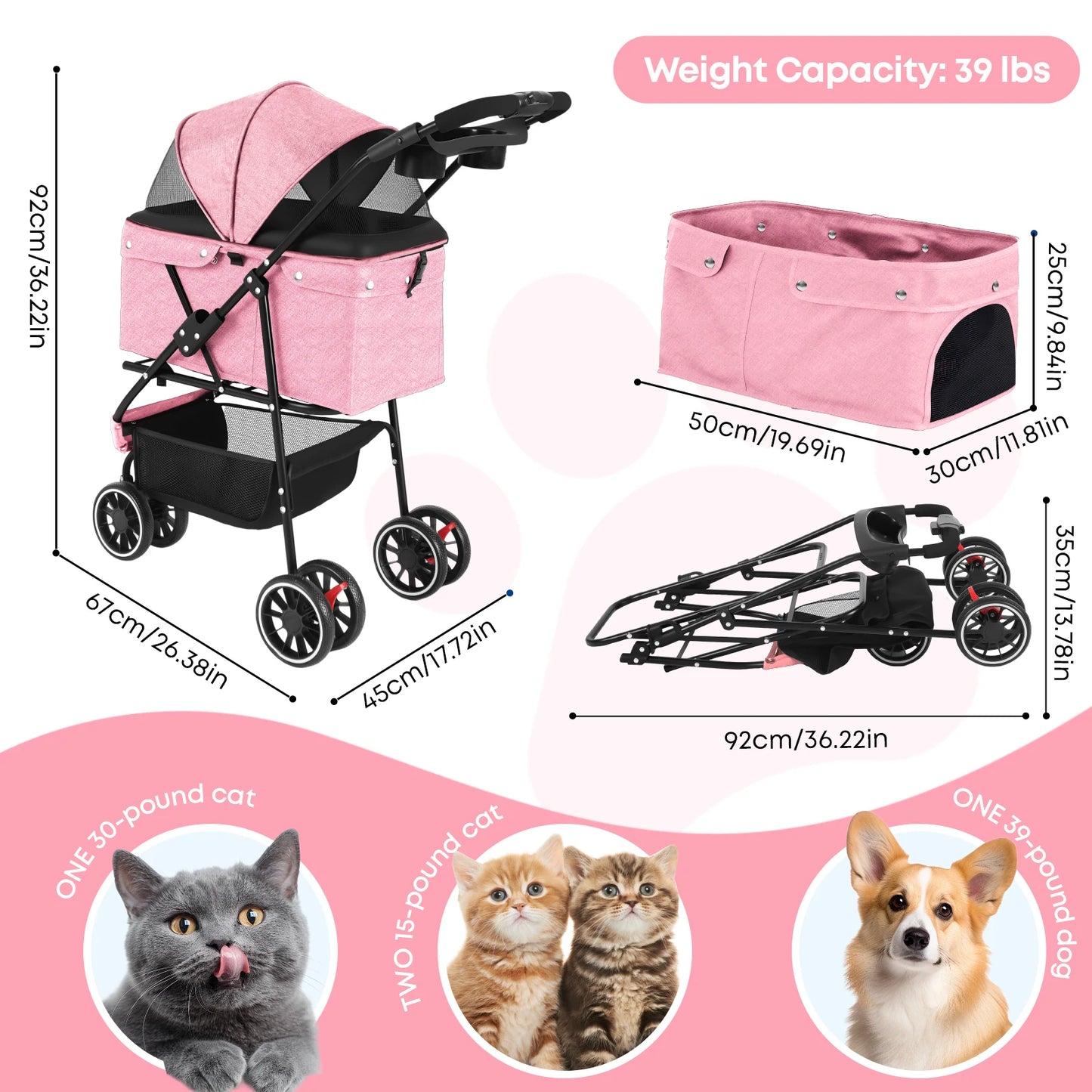 CHIHUAHUA Foldable Pet Stroller For Dogs And Cats Travel